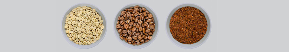 Grinding of grinding materials-Green, roasted and ground coffee beans-banners
