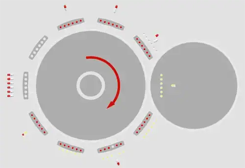 Capsule plate illustration-The internal mechanism of a capsule locking station, featuring a row of polished steel pins used in a capsule machine.