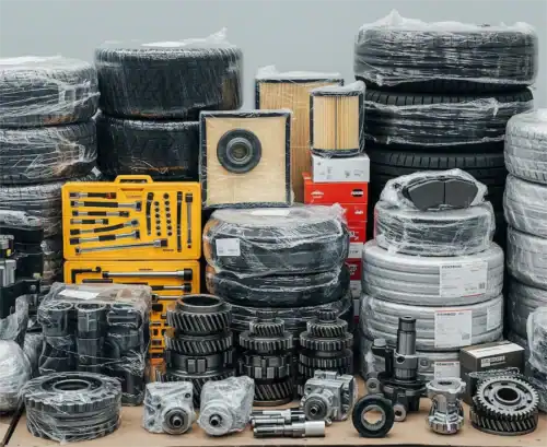 Lốp xe, bộ lọc khí, má phanh, bộ bánh răng, bộ dụng cụ, cụm cơ khí nhỏ.