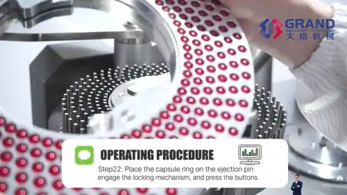 Step22 Place the capsule ring on the ejection pin engage the locking mechanism and press the buttons