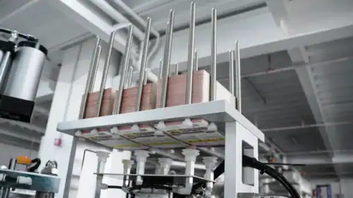 The location of the bottom card in the paper plastic blister machine