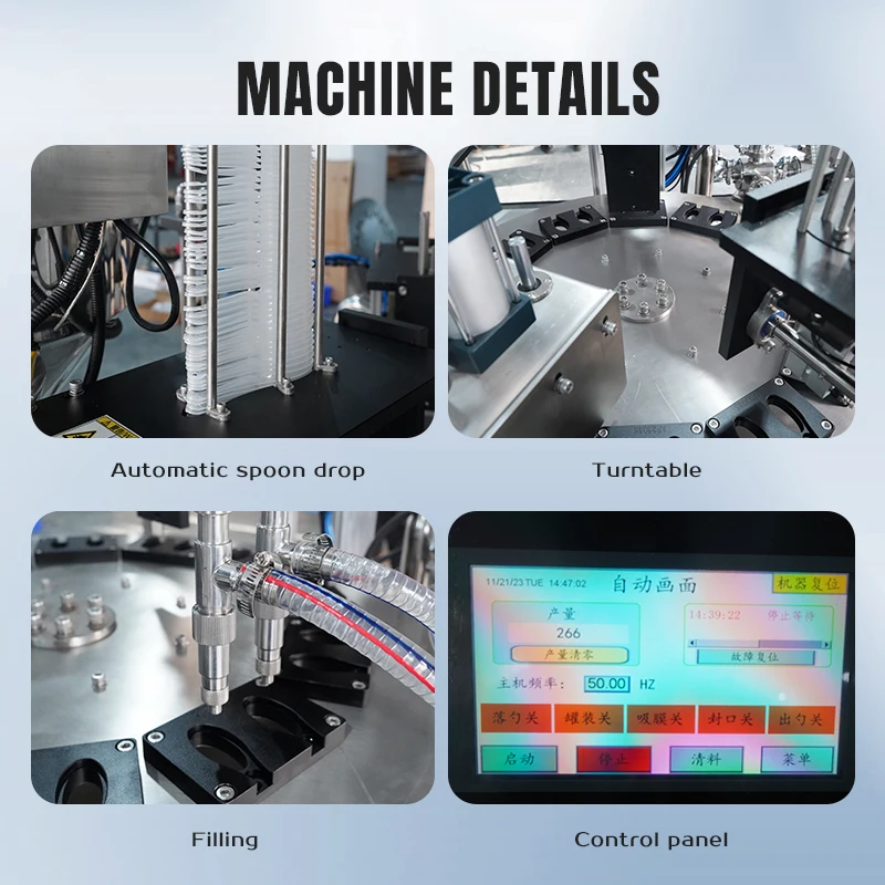 Rotary filling and sealing machine details